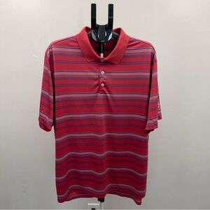 Adidas Golf ClimaCool Polo Shirt 2XL Red Striped Performance Mens
